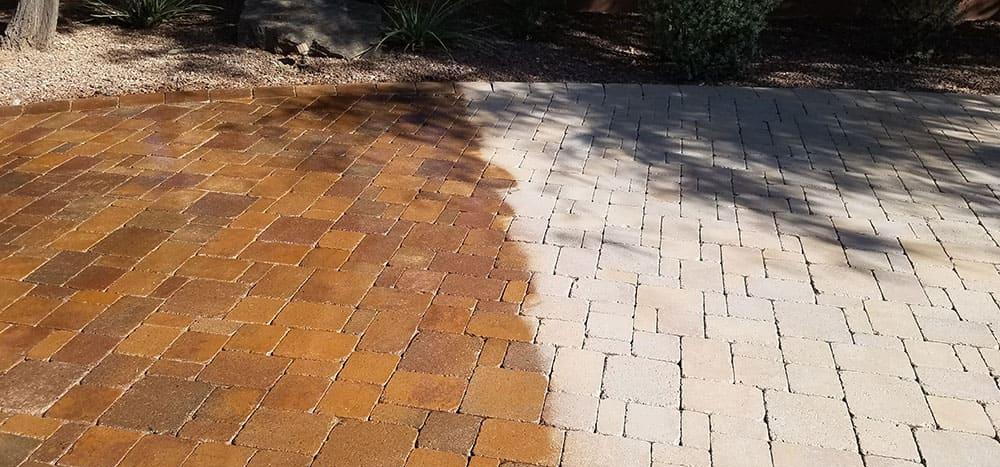 power washing before and after driveway